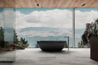 Прозрачная ванна ABBER Kristall AT9701Onyx из полиэфирной смолы 165x78см чёрный